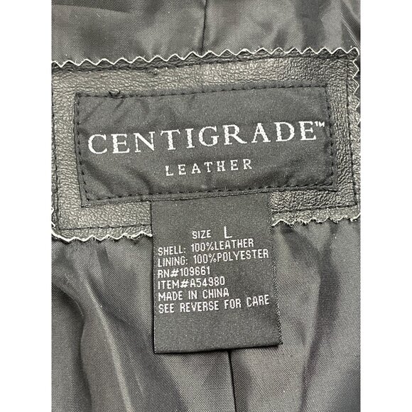 Centigrade Black Women’s Tailored Leather Long Jacket Sz L - Picture 8 of 10